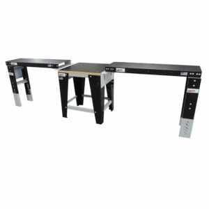 Wood Cutting Station includes: Miter Saw Stand with 2) 4' Saw Flat Extension Tables - 15" wide