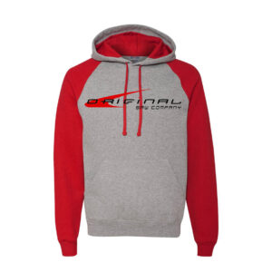 Original Saw Company two-toned red and gray hooded sweatshirt