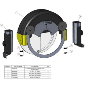 Line drawing and parts breakdown for Rip Kit for 12" Radial Arm Saw