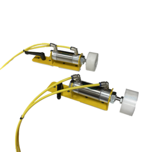 Two Pneumatic Clamps that can be added to Radial Arm Saws, Beam Saws, and Crosscut Power Saws.