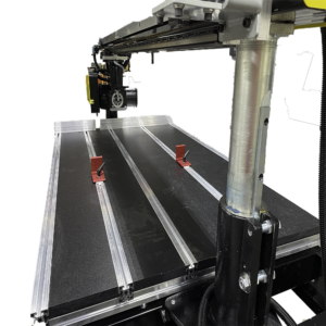 Black HDPE insert kits create a solid cutting surface for a Beam Saw.